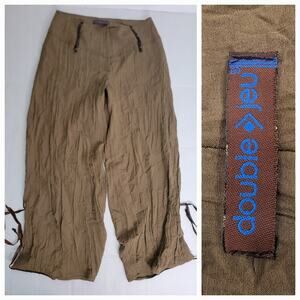 Double Jeu Crop Trouser Pants Womens S/M Crinkle Bohemian Boho Hippie Brown Rare